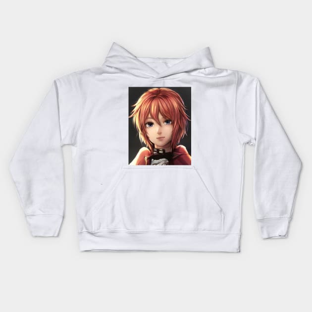 Red Hair Anime Girl Kids Hoodie by animegirlnft